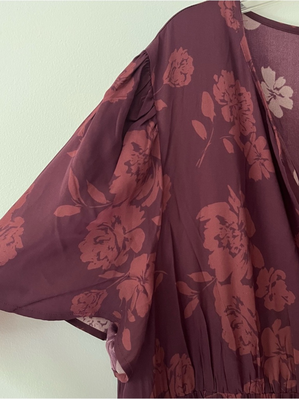 Quince Washable Silk Tiered Maxi Dress XL Burgundy Floral Wedding Guest NEW - Picture 6 of 10